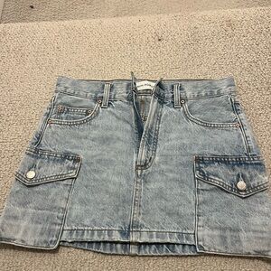 Denim Forum Mid Rise Cargo Denim Skirt